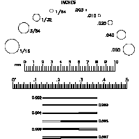 Reticle 21mm Inch/Metric Scales, Inch Hole, Line Width Gage
