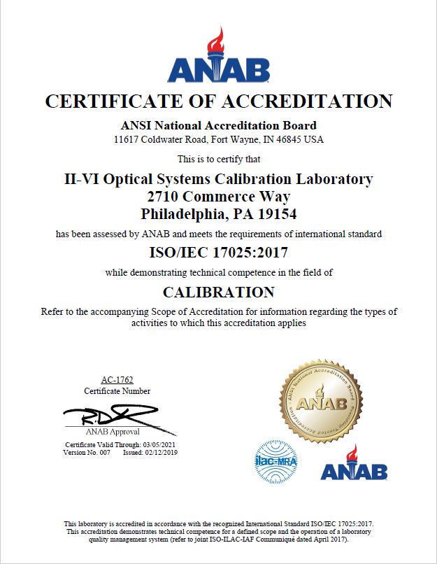 IIVI Optical Systems, Inc. Our Certificates